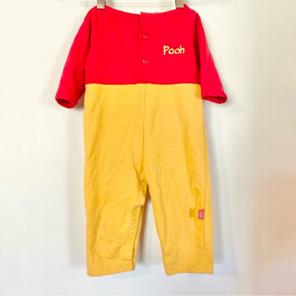 Vintage Y2K Winnie the Pooh Disney Onesie Romper Outfit Costume with Hoodie 18 m